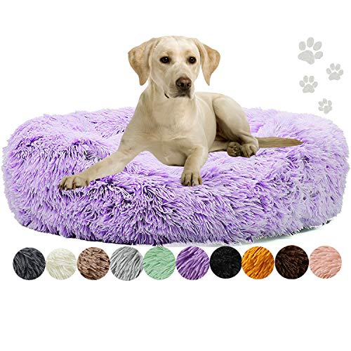 Yurun Lettino per Cani, Cuccia in Peluche a Forma di Ciambella, Extra Soft Lavabile in Lavatrice per Gatti e Cani di Piccolo Media Taglia, Viola 40CM