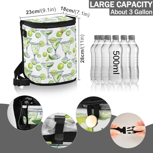 Image of Car Trash Can Lemon and Margarita Alcohol Cocktail Car Garbage Bag with Lid Hanging Waterproof Leak Proof Vehicle Storage Bin