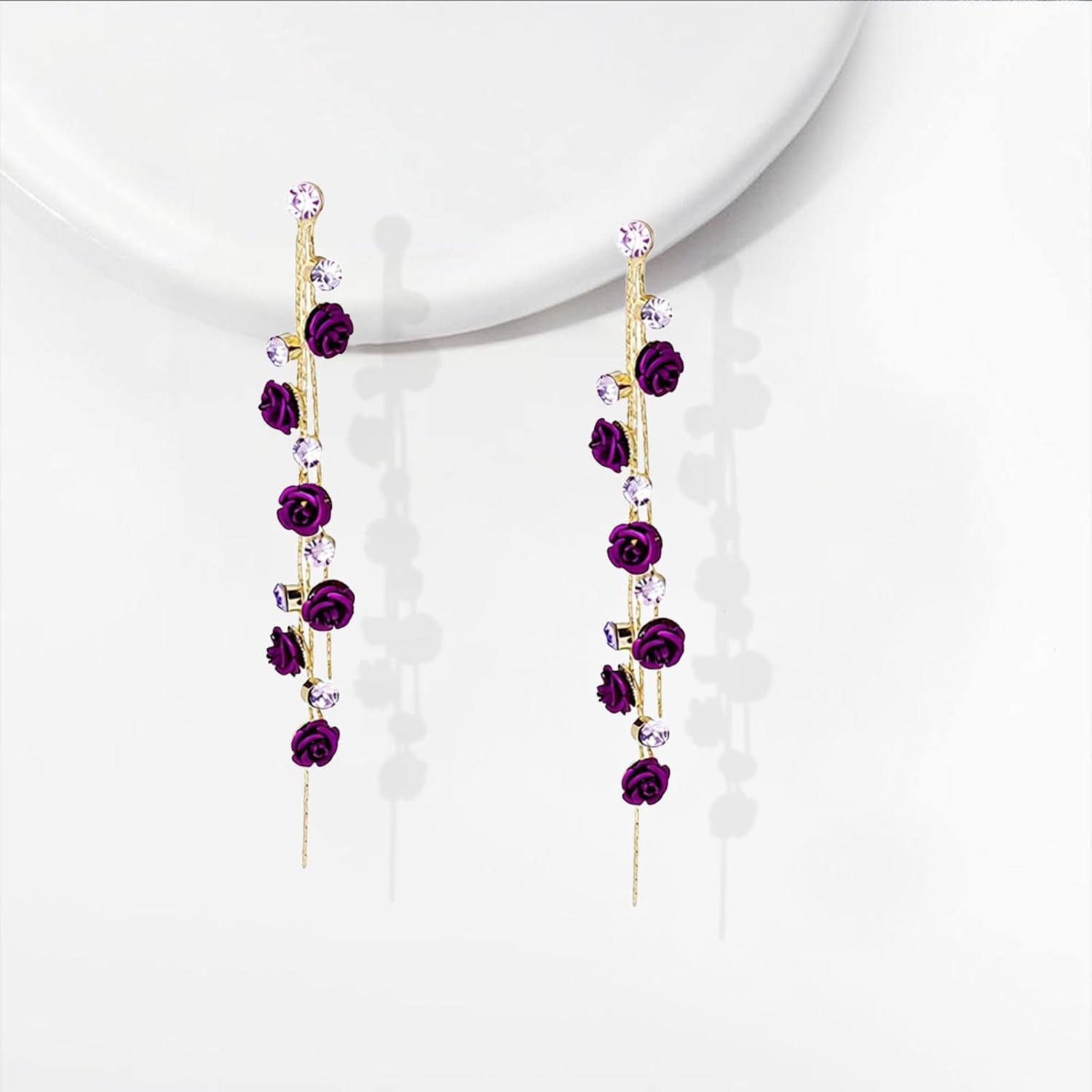 Red Rose Flower Earrings for Women Chic Long Tassel Rose Dangle Drop Earrings Holiday Party Wedding Valentines Jewelry Gifts Accessories - Image 6