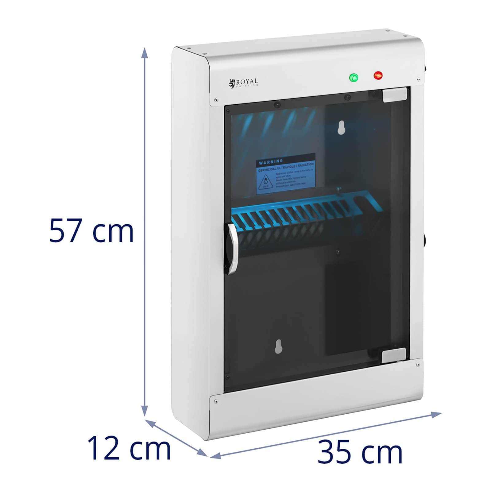 Royal Catering Stérilisateur UV Pour Couteaux Armoire De stérilisation Ultraviolet Lumière Ultraviolette RC-KSSS201 (Pour 14 Couteaux, 8 W, Boitier en Inox, Porte en Verre Acrylique, Minuterie 60 min)