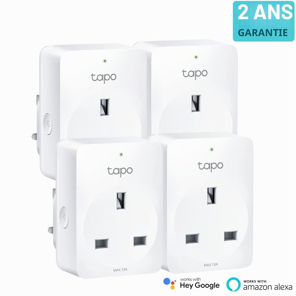 Tapo Lot de 4 prises intelligentes P110 avec surveillance de l'énergie, max 16 A, fonctionne avec Alexa et Google Home, télécommande, partage d'appareils, prise Alexa, prises intelligentes, pas de hub