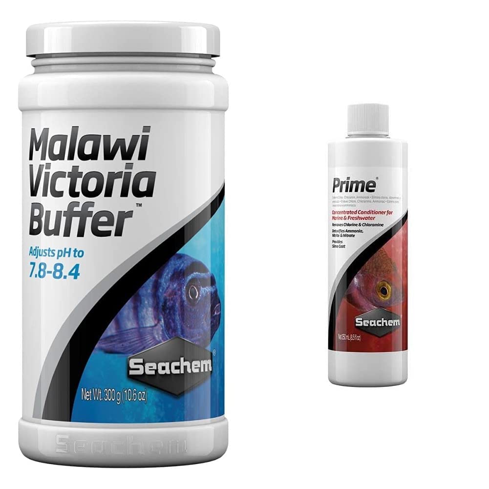 Seachem Malawi/Vic Buffer, 300 g & Acondicionador de Agua Prime, 250 ml