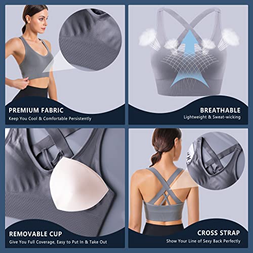 Image of Sports Bra, Workout Tops for Women, Medium Impact Strappy Padded Sports Bras for Women High Support