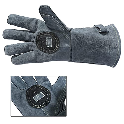 Grilling Gloves Heat Resistant BBQ Gloves, 14 inches ,Mitts Perfect for Welding/Oven/Grill/Mig/Fireplace/Pot Holder/Tig Welder,Gray.
