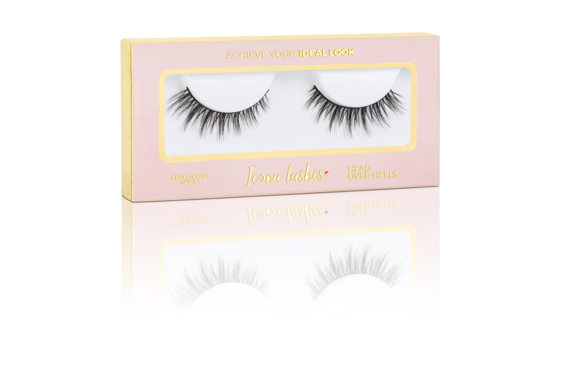 False Eyelashes Pack - Fake Eyelashes Extensions - Soft, Fluffy Falsies with Tapered Ends & Professional-Grade Band - Handmade, Vegan, Reusable - Natural Black - Head Over Heels