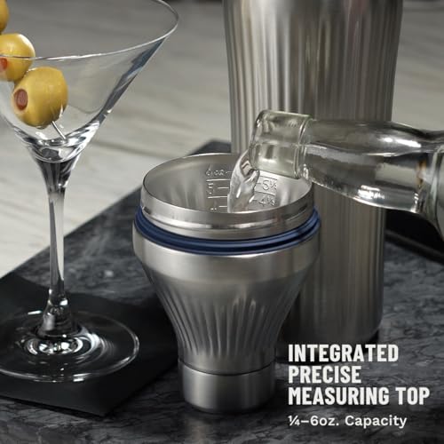 Elevated Craft Diamond Edition Hybrid Cocktail Shaker Set - Premium Vacuum Insulated Stainless Steel, 28 oz, Includes Built-In Strainer, Precise Measuring Top & XL Polishing Cloth - Martini Shaker - Image 5