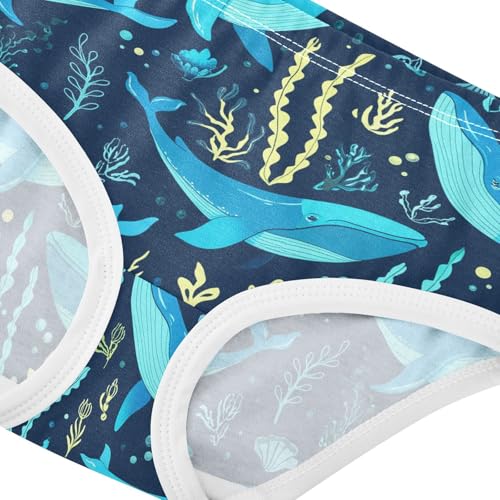 Ocean Whale Seaweed Blue Toddler Girls's Underwear 2T 23031624