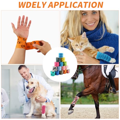 15 Roll Verband Selbsthaftende, Selbstklebender Verband Hund 5 cm x 4,5m, Selbsthaftend Binden Klebeverband Selbstklebend für Hund Selbsthaftende Haftbandage, Haustier Fixierbinde