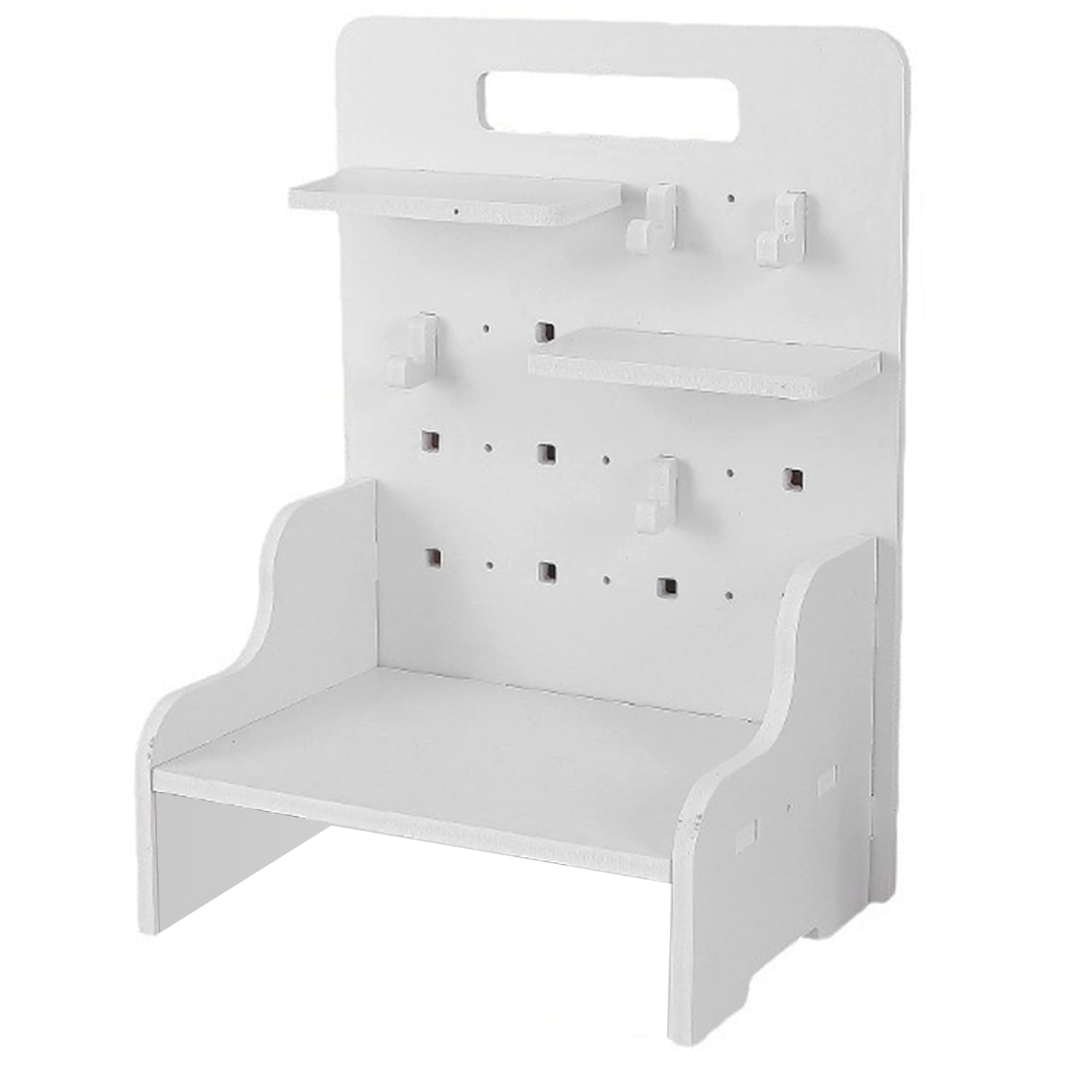 Halyuhn Wood Desk Pegboard Organizer, Desktop Peg Board with Hanger Hooks for Home and Office Supplies, Desktop Display Pegboard for Crafts, Keys and