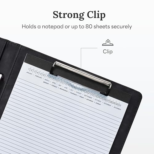 Image of Clipboard Folder Padfolio, Mymazn Writing Portfolio Faux Leather Clipboards with Cover for Legal Pad Holder Letter Size A4 8.5 x 12 for Business Conference Notepad Clip Boards