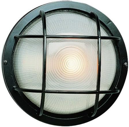 Outdoor Lighting Port Hole Bulkhead 8" with Frosted Glass Shade BelAire, Black