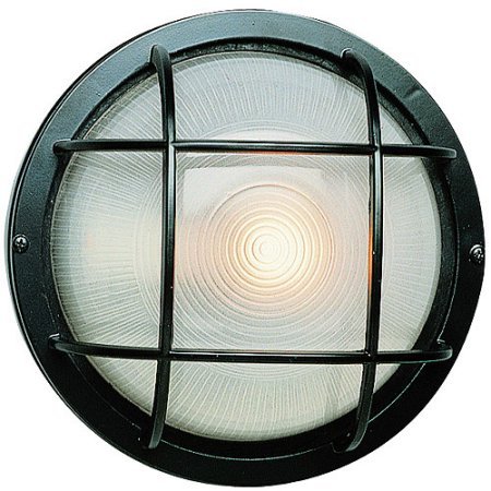 Outdoor Lighting Port Hole Bulkhead 8" with Frosted Glass Shade BelAire, Black
