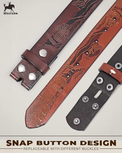 Image of BELTROAD 2 Pack Western Leather Belt Strap for Men Women Cowboy Cowgirl Leather Mens Belts for Jeans Gift Belt without Buckle