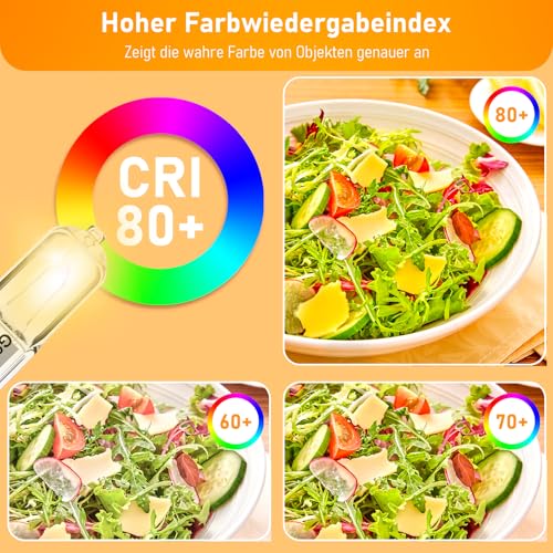 Jaenmsa G9 Backofenlampe 40W 300 Grad & Halogen Dimmbar 230V, bis 300°C Hitzebeständiges 2700K Warmweiß für Neff Bosch Backofen Kühlschrank Mikrowelle Dunstabzugshaube