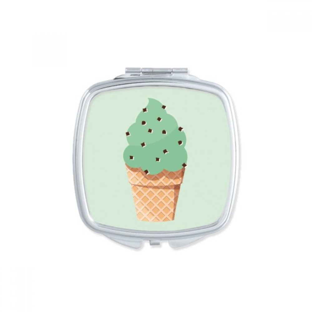 Miroir de poche carré vert motif flocons d'avoine et crème glacée