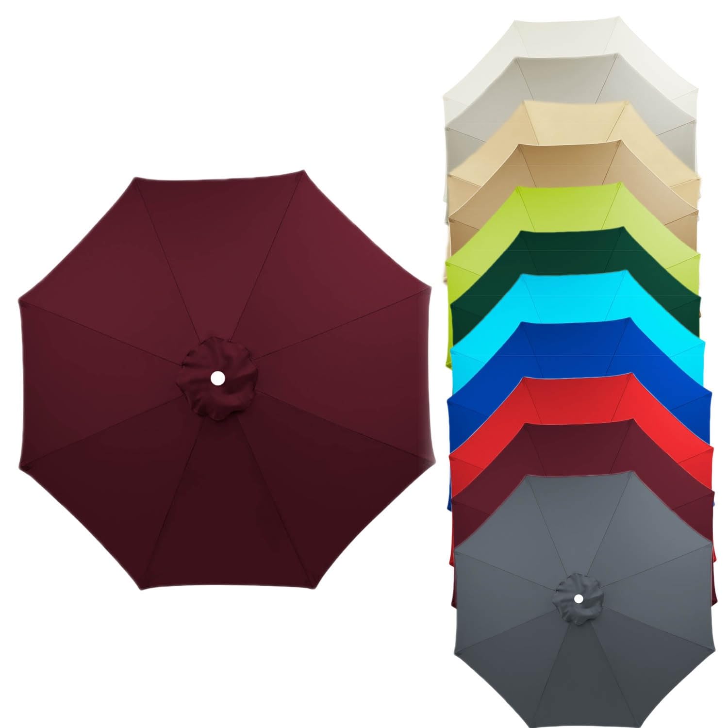 Patio umbrella Replacement Canopy Sun Umbrella Replacement Cloth 6 Arms/8 Arms Garden Parasol Replacement Fabric 2.7M/2.7M/3.0M Replacement Parasol Cover, Market Table Umbrella Canopy Fade Resistant ( — image 1