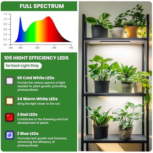 Wolezek Grow Lights for Indoor Plants, 210 LEDs Full Spectrum Plant Grow Light Strips with 6/12/16H Auto Timer, 13.8 Inches Bright Grow Lamp Bar for Plant Shelves and Cabinet, 2 Pack by wolezek - Image 2