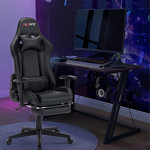 ALEAVIC-Silla-Gamer-Silla-Gaming-de-Respaldo-Alto-Silla-Ergonomica-de-Oficina-con-Reposapies-RetractilNegro