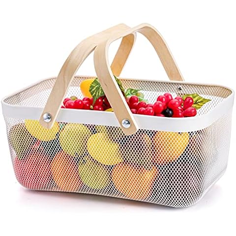 ZEAYEA Large Mesh Storage Basket with Handle Cover