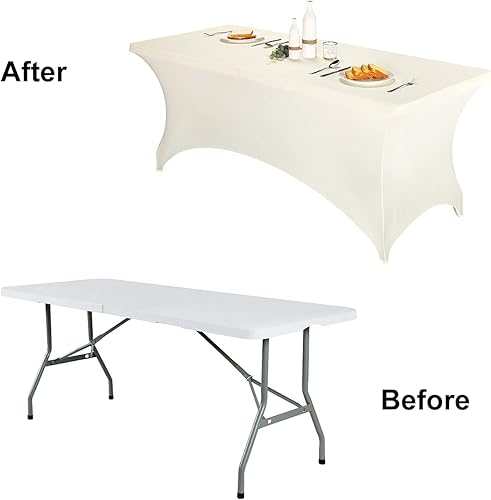 Miniatura 394 de FORLIFE Paquete de 6 manteles de elastano, de ajuste universal para mesas rectangulares de 6 pies, para patios, bodas, banquetes, fiestas