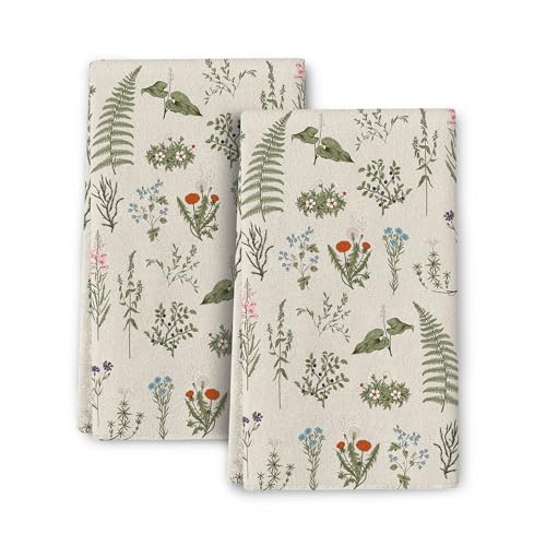 Vintage Floral Kitchen Towels Decorative Set of 2 Herbs and Wild ...