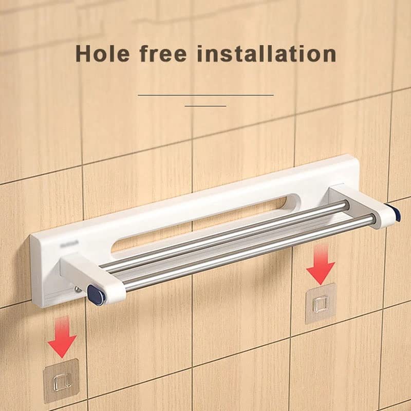 Porte-serviettes à induction LED sans perçage avec double tige argentée - 6