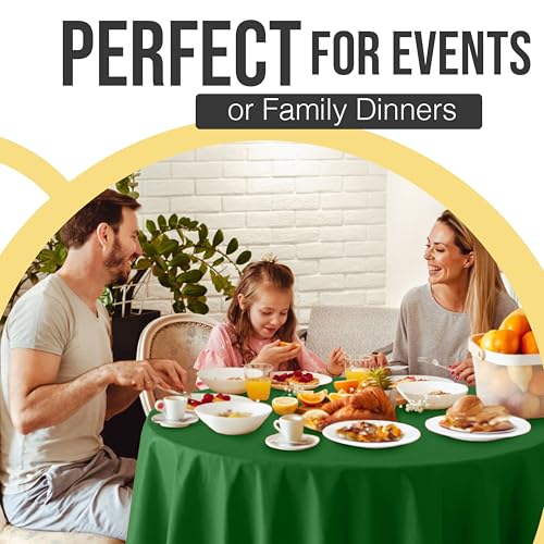 Image of Exquisite 66% Thicker Premium Emerald Green Round Tablecloth 0.5 Mil 6 Pack Plastic Table Cloth Disposable 84 Inch Round Plastic Tablecloth Won't Tear Easily Like Cheap Thin Brands