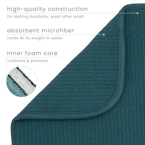 S&T INC. Dish Drying Mat XL, 18” x 24”, Absorbent Microfiber Kitchen Counter Mat, Dish Drying Pad for Dishes, Utensils, Pots and Pans, Extra Large, Tapestry Blue