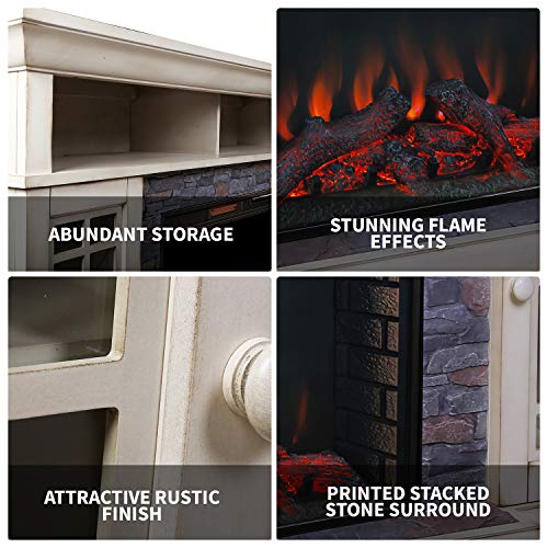 Allen Home Bennett 66 Inch Freestanding Electric Fireplace Tv Stand - Farmhouse Ivory, Asmm-017-2866-S404-T #TOP6