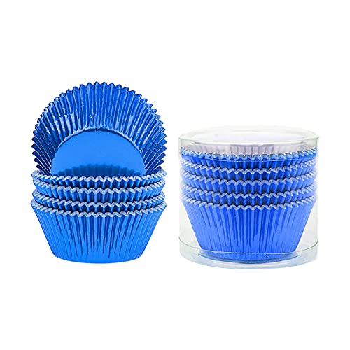 Générique Tasse en aluminium résistant à la chaleur ustensiles épaissis 100 pièces papier cuisson moule à gâteau moule à gâteau Kit Pâtisserie Enfant (Blue, One Size)