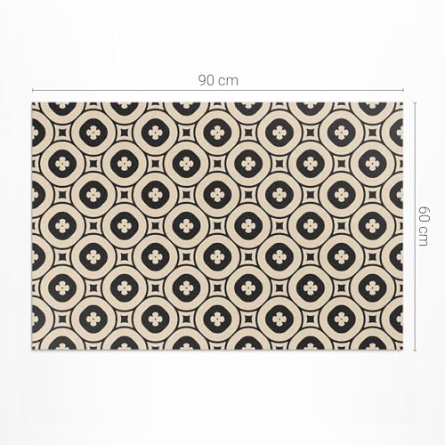 Tapis de sol vinyle 60x90 cm extérieur imperméable rectangle motif géométrique PVC