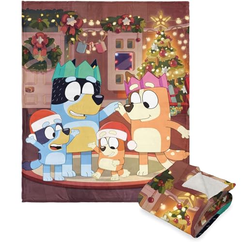 Northwest Bluey Silk Touch Sherpa Throw Blanket, 50" x 60", Family Christmas