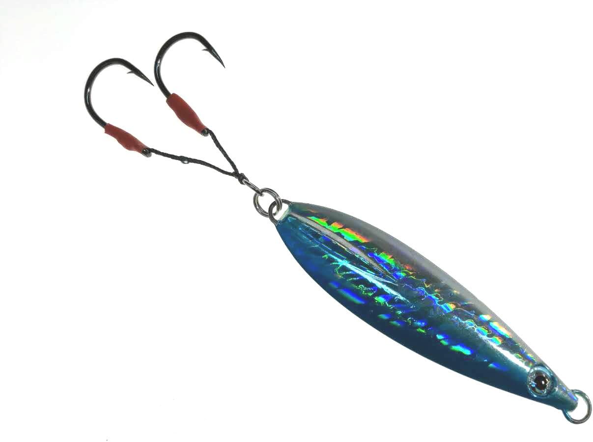 Fat Falling Knife Jigs 250g, 3 Pcs Blue Glow Finish, for Deep Drop Jigging, Fishing Lure, Ideal for Tuna and Grouper Fishing