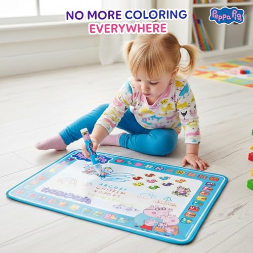 Evie Pig Water Doodle Mat for Kids 50x70cm - Mess Free Aqua Magic Drawing Mat with Pens, Portable Reusable Coloring Pad, Travel Educational Toy Birthday Christmas Gift for Toddler Boys Girls Ages 3-8 - Image 7