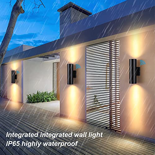 Image of DAKAFUL Dusk to Dawn Outdoor Lighting Sensor Wall Lights 1 Pack, 12W 2700K Integrated LED Cylinder Up Down Lights Outdoor, IP65 Waterproof Aluminum Wall Sconce Exterior Wall Light for Porch Patio etc.