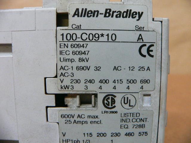 Allen Bradley 100-C09d10, Series A, Contactor, Iec, 9A, 110-120V,