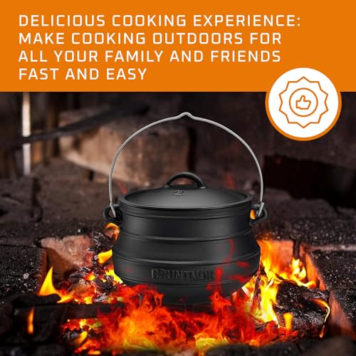 Bruntmor-Pre-Seasoned-Cast-Iron-Cauldron-African-Potjie-Pot-with-Lid-3-Legs-for-Even-Heat-Distribution-Premium-Camping-Dutch-oven-Cookware-for-over-the-fire-Cooking-6-Quarts-Medium