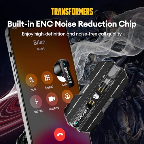 Transformers TF-T01 True Wireless Earbuds Bluetooth 5.4 Headphones, Bluetooth Earbud in Ear with HD Mic, 60H Playtime Ear Buds, IPX5 Waterproof Earphones for Android iOS, Shock Wave