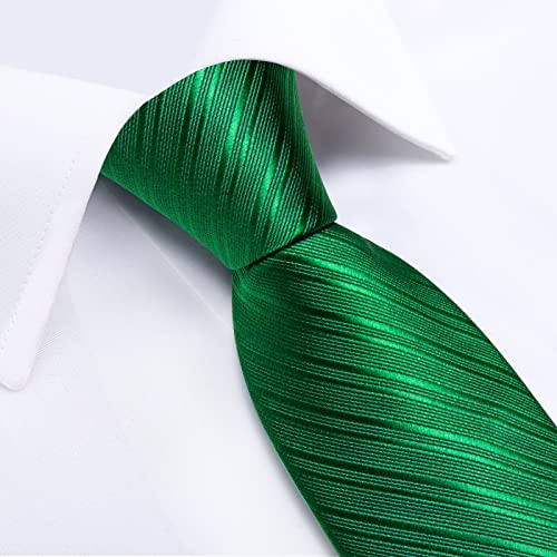 Image of DiBanGu Mens Silk Necktie Solid Color Tie and Pocket Square Cufflink Tie Clip Set Woven Plain Ties for Men Wedding Party