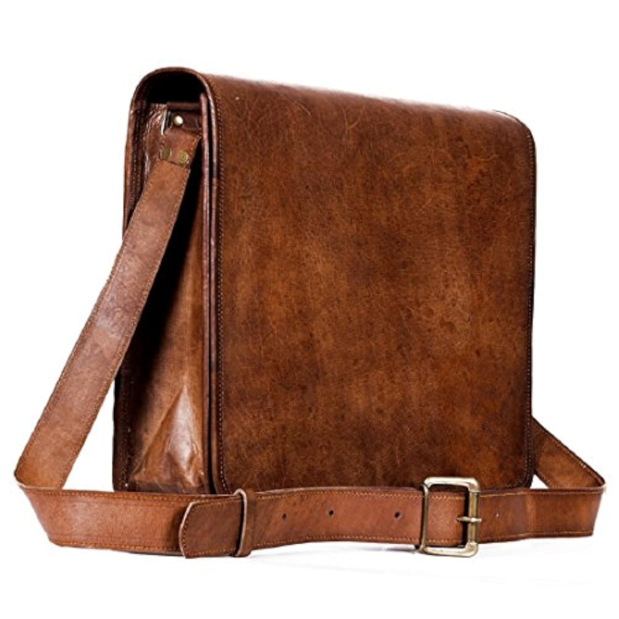 Leather Handmade Messenger Bag, Light Brown