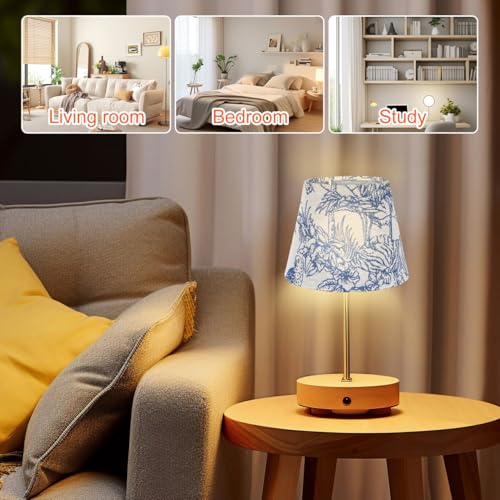 Image of UKCOCO Drum Lamp Shade, 6.6 x 6.6 x 5 inch Mini Embroidered Fabric Lampshade Rain Forest Printed Small Lamp Shade Tablelamps Conical for E27 /E14 (Random Rain Forest Animals or Plants Patterns)