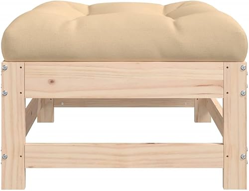 Miniatura 7 de vidaXL Sofás seccionales centrales de pino de madera maciza, 2 piezas, asientos de madera de pino sin tratar para parejas con cojines beige, juego