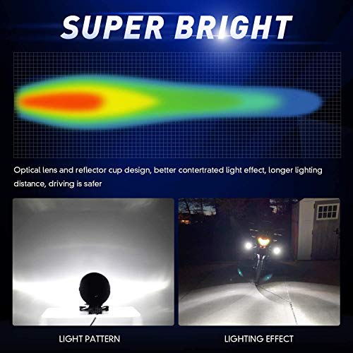 Falconstar Compatible for Motorcycle Headlight LED Fog Light 3 inch Round Blue Angel Eye DRL White Light 10-80V DC 8000LM Waterproof Off-road Vehicle Marine Work Light (2 PCS)