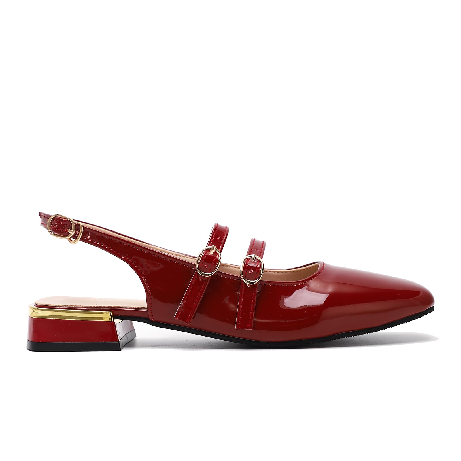 Sandalias Mujer Mary Jane Bailarina Elegante Zapatos de Talón Mocasines de Cuero Loafers de Bajo Zapatos Planos con Doble Hebilla