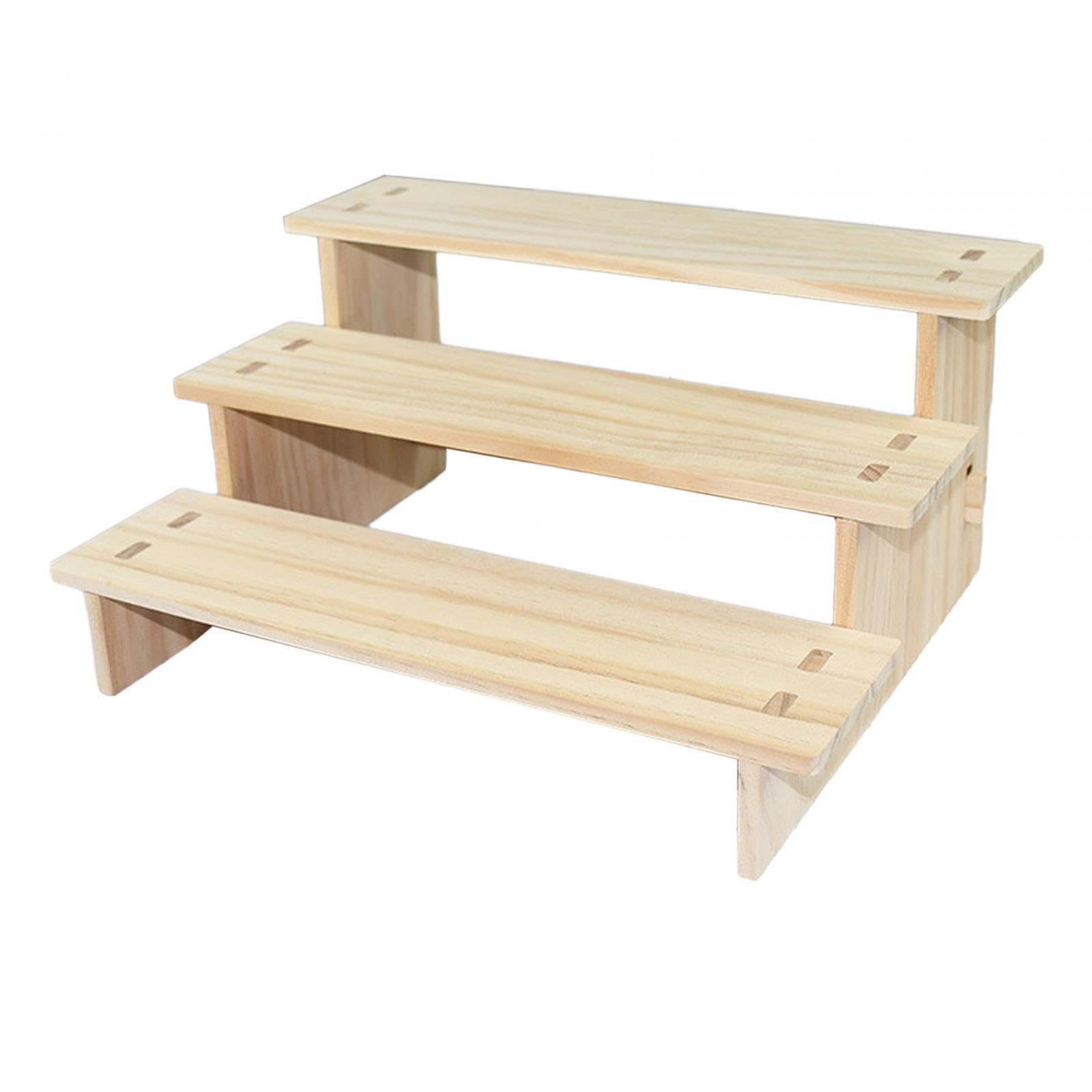 YIXANNX Elegant Wooden Riser Display Shelf Organizer For Showcasing Jewelry Accessories To Space Wooden Riser Display Shelf Organizer Decorative Etc. Jewelry, Brown, 3 Layer 30cm