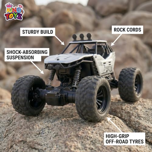 Image of Rock Crawler RC Car, 4 Functions, Rechargeable Remote Control Climbing Car with Fog Effect for Kids-Silver