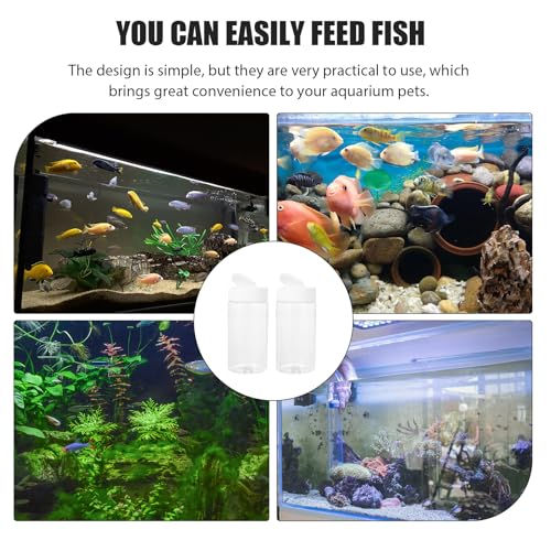 Image of Mipcase Aquarium Fish Feeder Bottles 2-Pack Transparent Storage Containers for Easy Feeding and Fish Food Dispensing 5.31X2.55X2.55In Practical Tank Feeding Device for Home and Pet Supplies