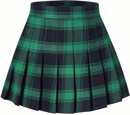 Joe Wenko Girls Women's Pleated Skirt, High Waist School Uniform A-Line Short Skirt