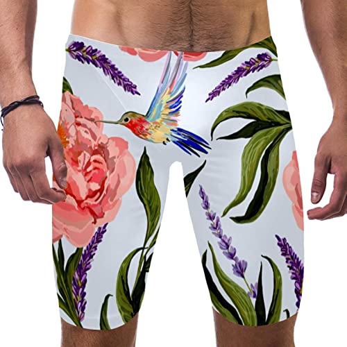 Swim Jammers para hombre con estampado de colibrí bañador de natación largo