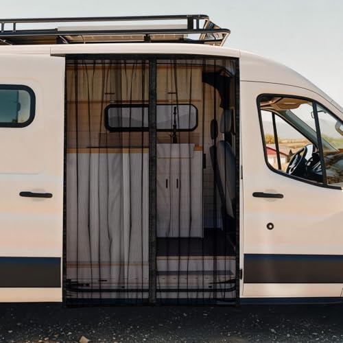 funomo Van Bug Screen with Strong Magnetic Fixation, Sliding Door Screen Fits Mercedes Sprinter Standard Roof & Ford Transit Standard/Mid/High Roof & RAM ProMaster Standard/High Roof, 71